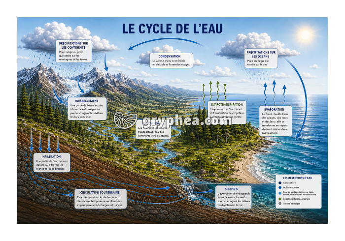 Le cycle de l'eau - Planche de synthèse - gryphea.org